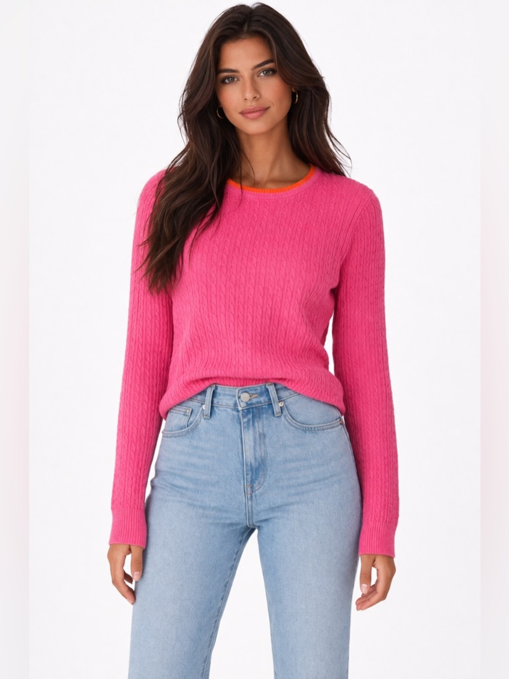 TOMMY HILFIGER Pink Cableknit Knit Sweater Top